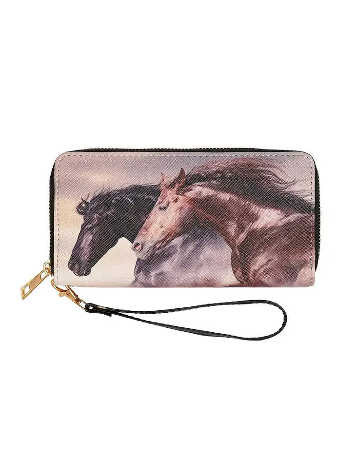Awst Int'l "Lila" Two Horse Heads Clutch Wallet