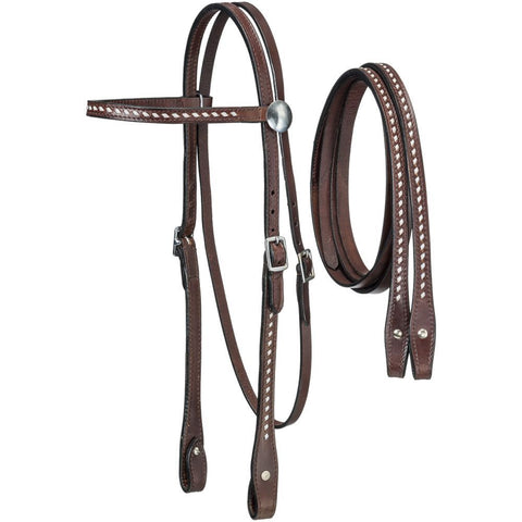 ROYAL KING BUCKSTITCHED BROWBAND HEADSTALL WITH REINS