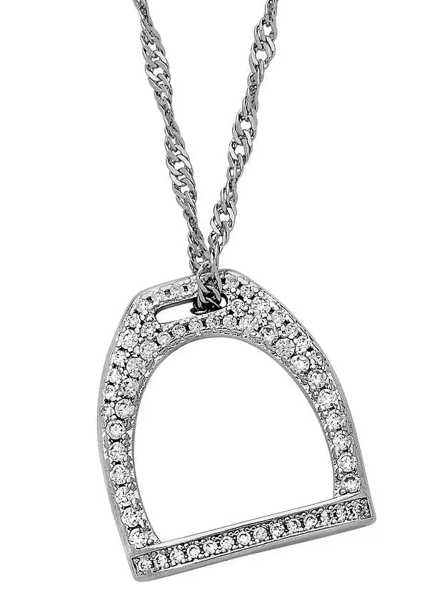 Sterling Silver & Pave Cz Stirrup Necklace