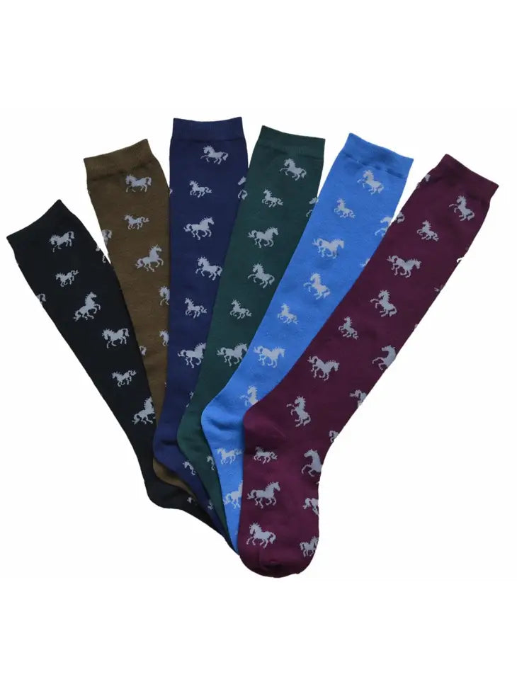 Awst Int'l Ladies' "Lila" Horses All Over Darks Knee Socks