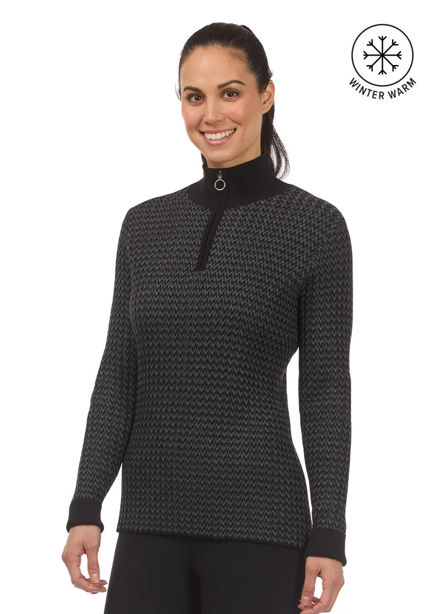 Kerrits Quarter Zip Herringbone Sweater