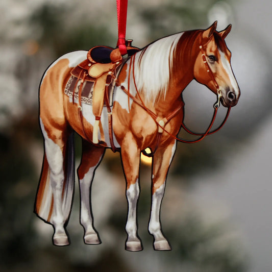 Western Ranch Horse Ornament - Tobiano