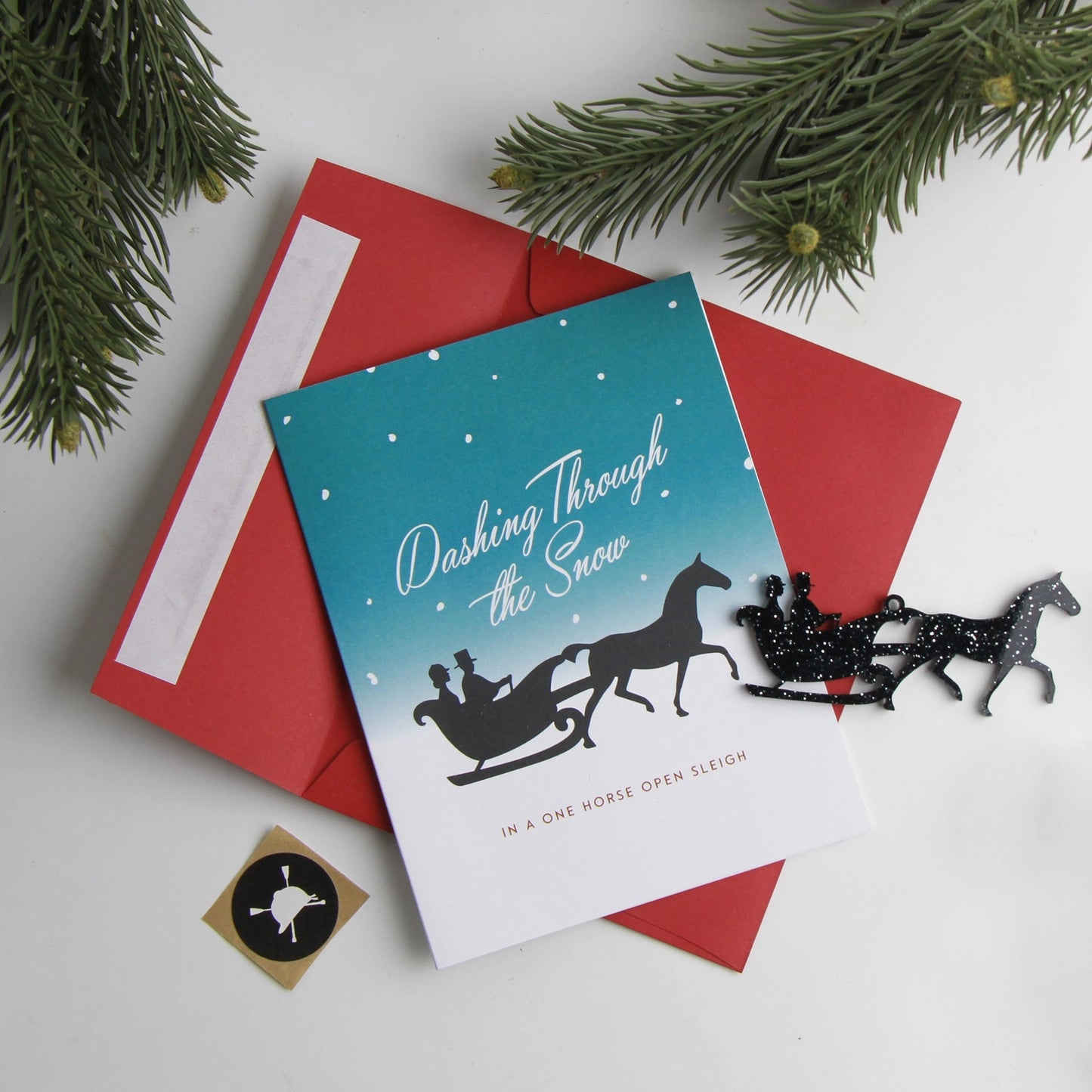 Hunt Seat Paper Co. Dashing Equestrian Christmas Ornament Greeting Card