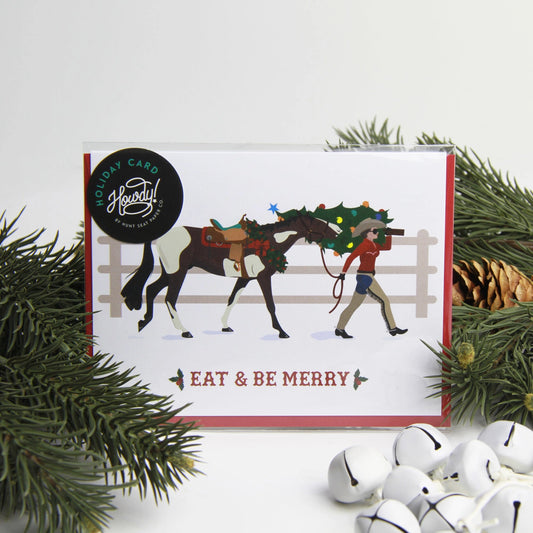 Eat+Be Merry Western Cowgirl Christmas Card