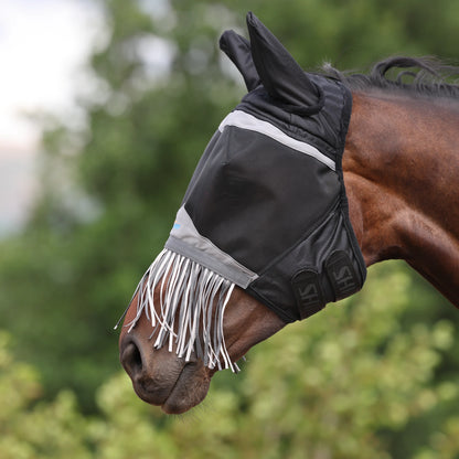 FlyGuard Pro Fine Mesh Fly Mask with Ears & Nose Fringe