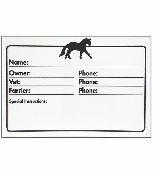 Horse Info Stall ID Plaque