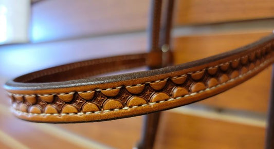 Red Cliff's Tack Western Headstall w/ Star Stamped Tooling - Final Sale